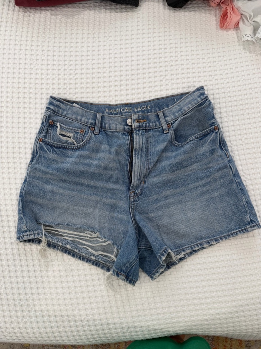 American Eagle Outfitters Women'sDistressed Blue Denim Jean Shorts Size 12